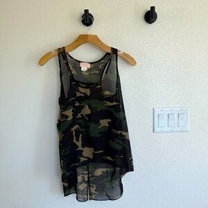 Camo Sheer slit back tank